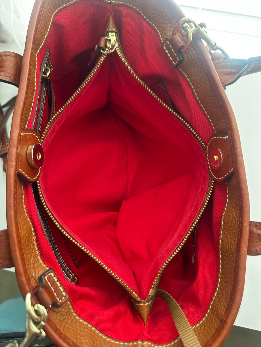 Dooney & Bourke Pebbled Leather Satchel in Cognac - Picture 9 of 11